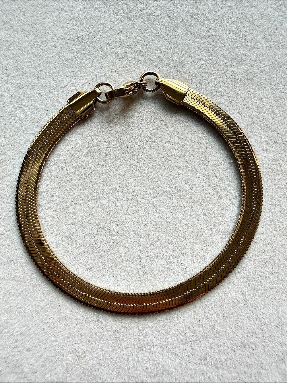 6 Inch - 18K Gold Plated on Stainless Steel Herringbone Necklace New Non Tarnish